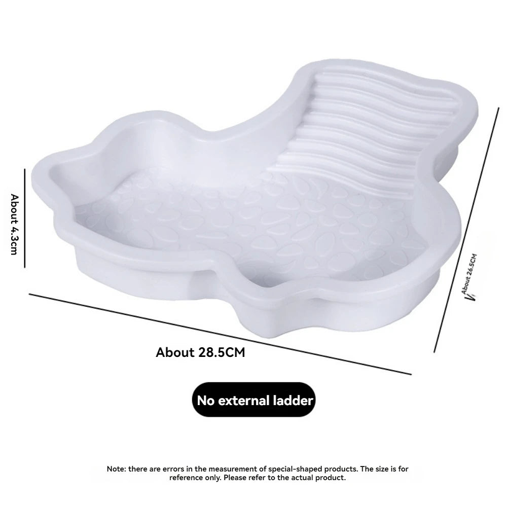 Deluxe Turtles Bathing Pool Water Bowl - Slip-Proof Habitat with Steps for Reptiles to Relax and Soak (35X28.5 cm)