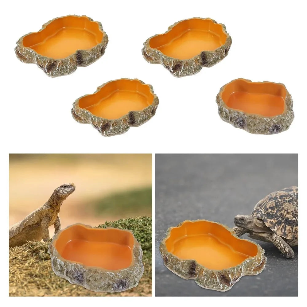 1PC Reptile Water Bowls Terrarium Plate Reptile Feeder Amphibian Feeding Bowl for Frog Chameleon Tortoise Bearded Dragon Turtle