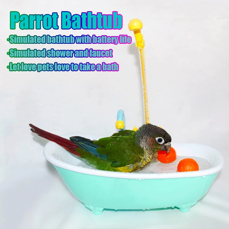 Transform Your Bird's Bath Time with the Automatic Intelligent Parrot Shower Bathtub - Stylish Blue Plastic Accessory for Parakeet Cages