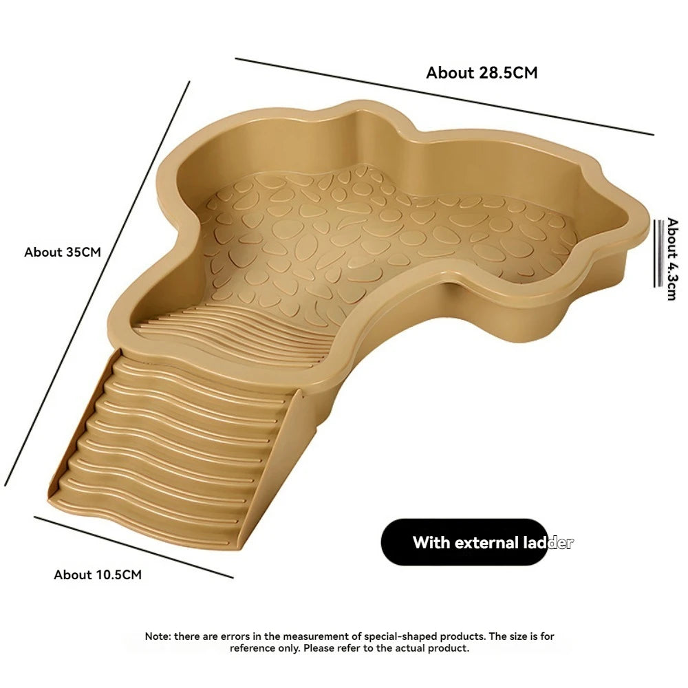 Deluxe Turtles Bathing Pool Water Bowl - Slip-Proof Habitat with Steps for Reptiles to Relax and Soak (35X28.5 cm)
