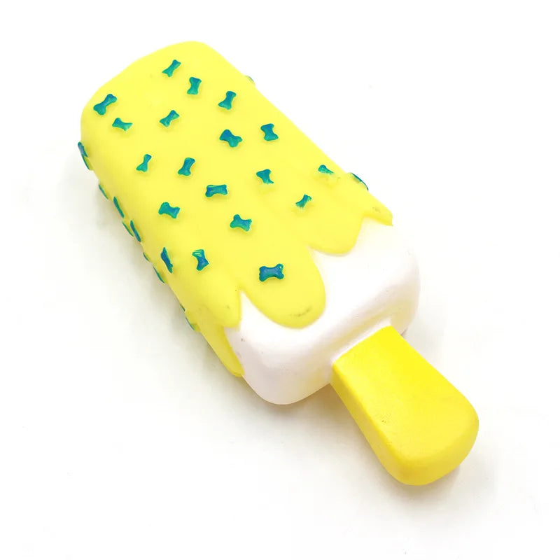 Delight Your Pup with Our Ice Cream Squeak Rubber Chewing Toy - Perfect for Teeth Cleaning and Playtime Fun!