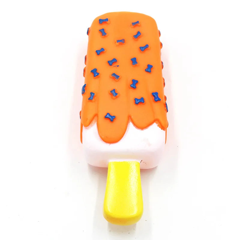 Delight Your Pup with Our Ice Cream Squeak Rubber Chewing Toy - Perfect for Teeth Cleaning and Playtime Fun!