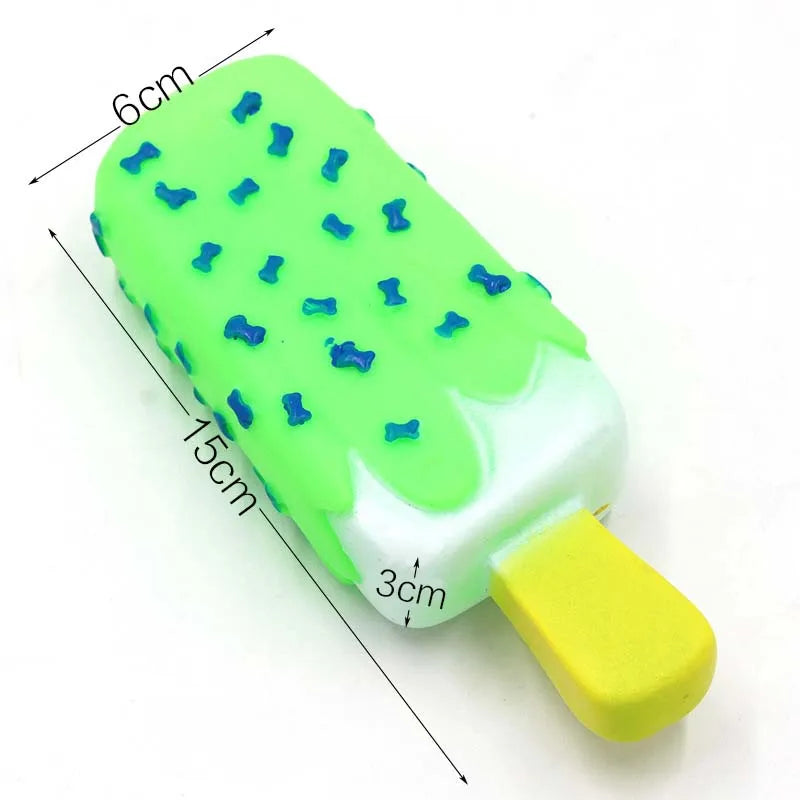 Delight Your Pup with Our Ice Cream Squeak Rubber Chewing Toy - Perfect for Teeth Cleaning and Playtime Fun!