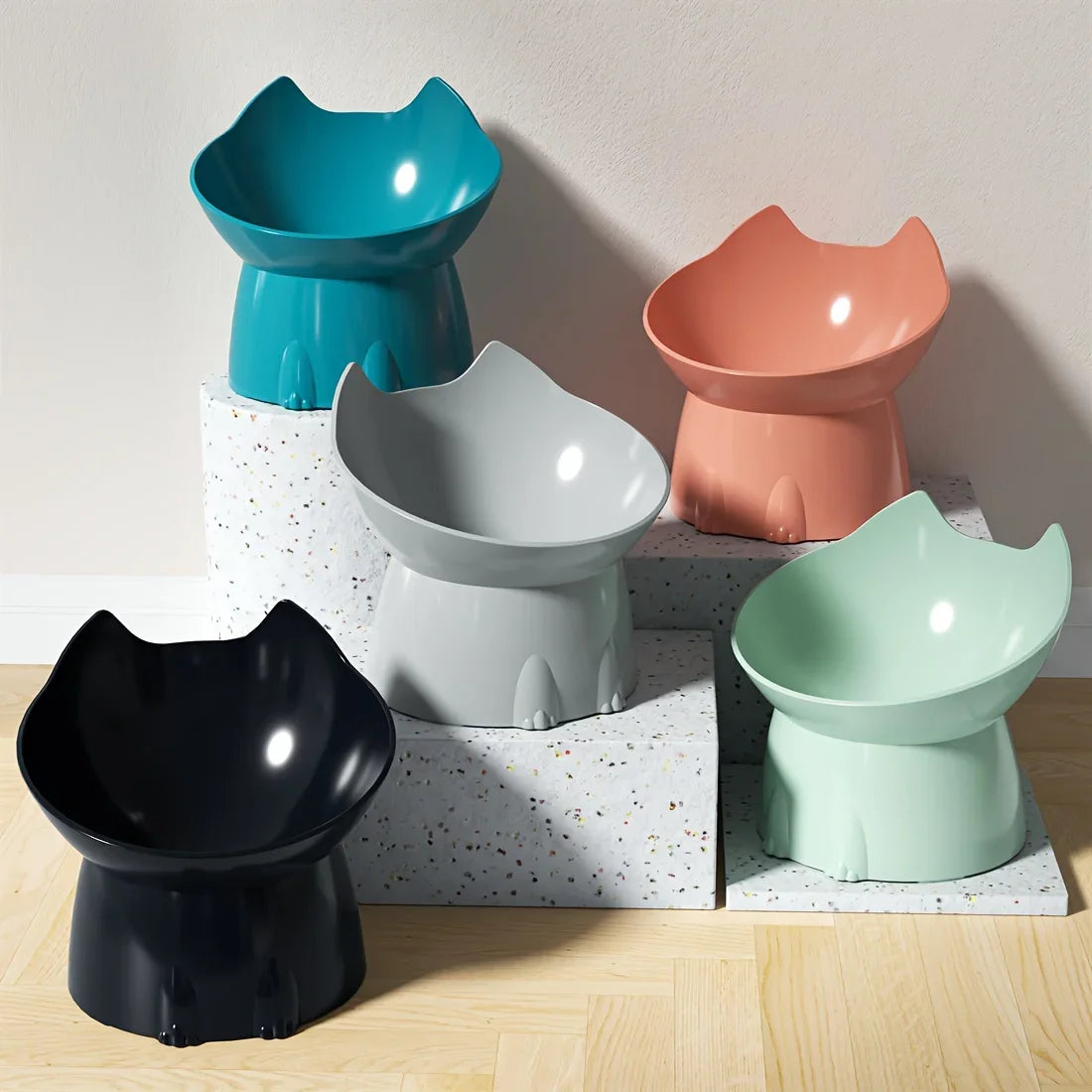Elevate Your Cat's Dining Experience with the Whiskerware Anti-Tip Elevated Bowl - Perfect for Neck Protection!
