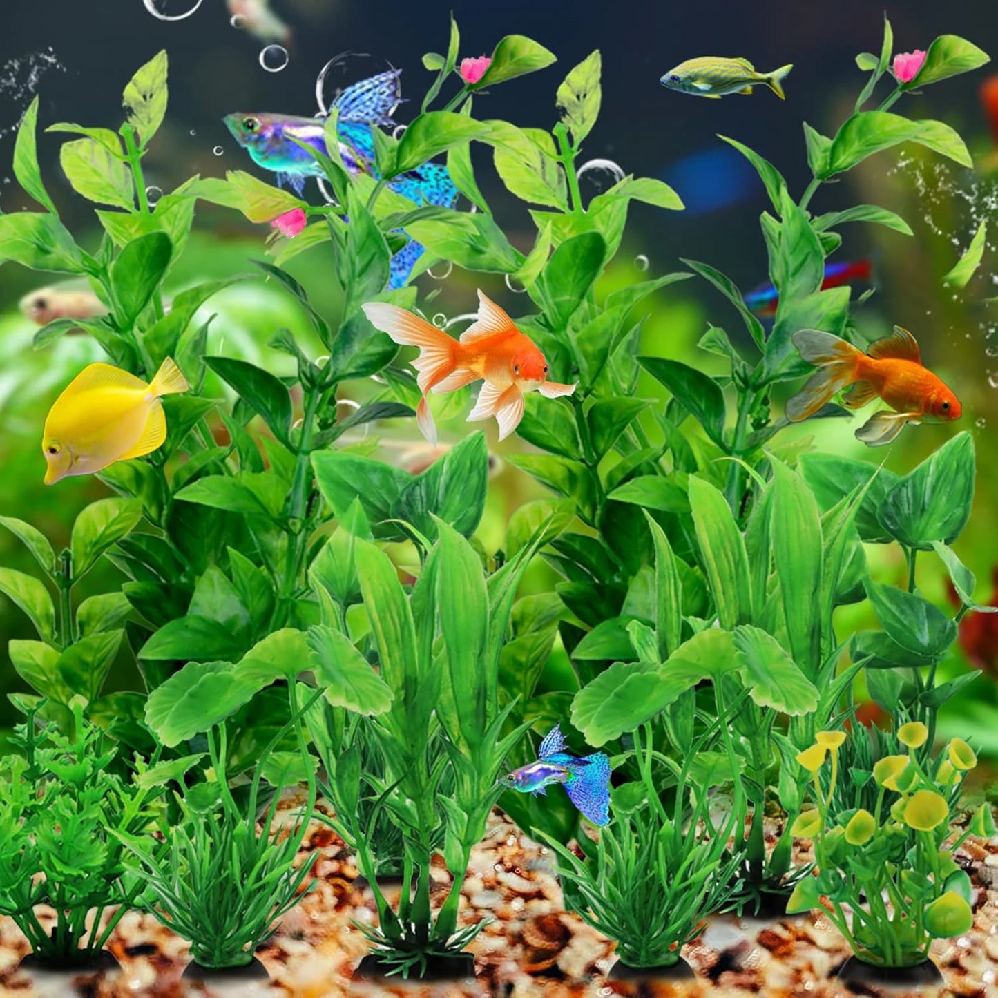 Transform Your Aquarium with 10 Pcs of Lush Green Artificial Plants - Perfect Decorations for Fish Tanks