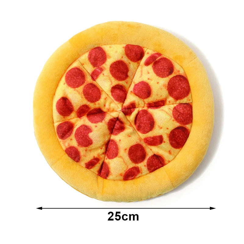 Delight Your Pup with Our Plush Doughnut Pizza Squeaky Toy – Perfect for Chewing and Teeth Cleaning!