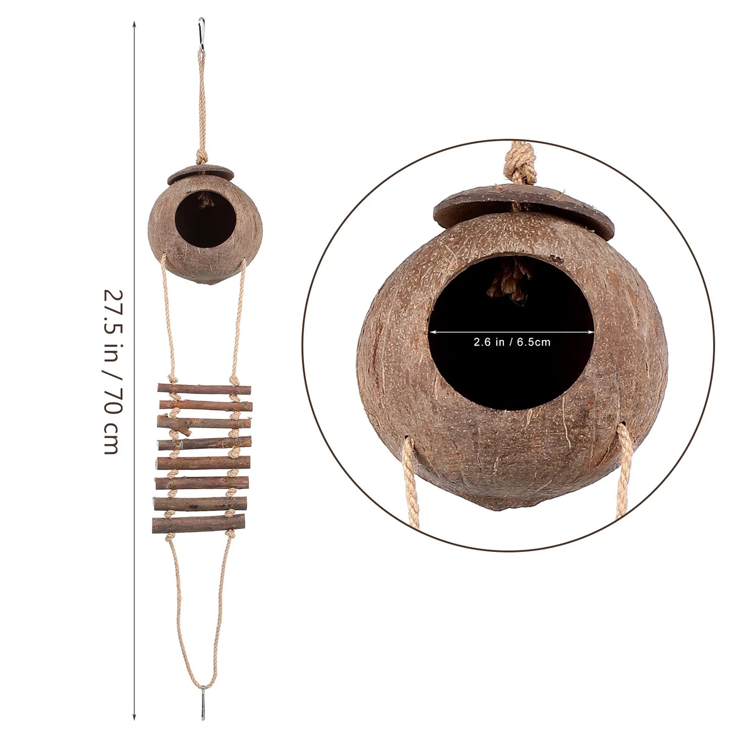 Coconut Cave Hideout for Reptiles - Cozy Ladder Accessory for Crested Geckos and Small Pets