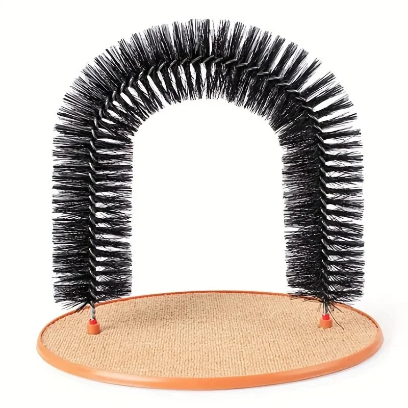 Pamper Your Cat with Our Interactive Grooming Toy Arch - Self-Grooming Brush and Scratching Pad Combo!