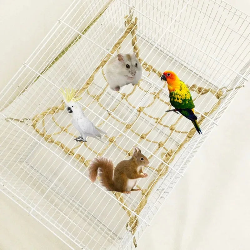 Deluxe Parrot Swing Rope - Fun Climbing Net & Hammock for Birds, Hamsters, and Rabbits - Perfect Chewing and Playing Gym