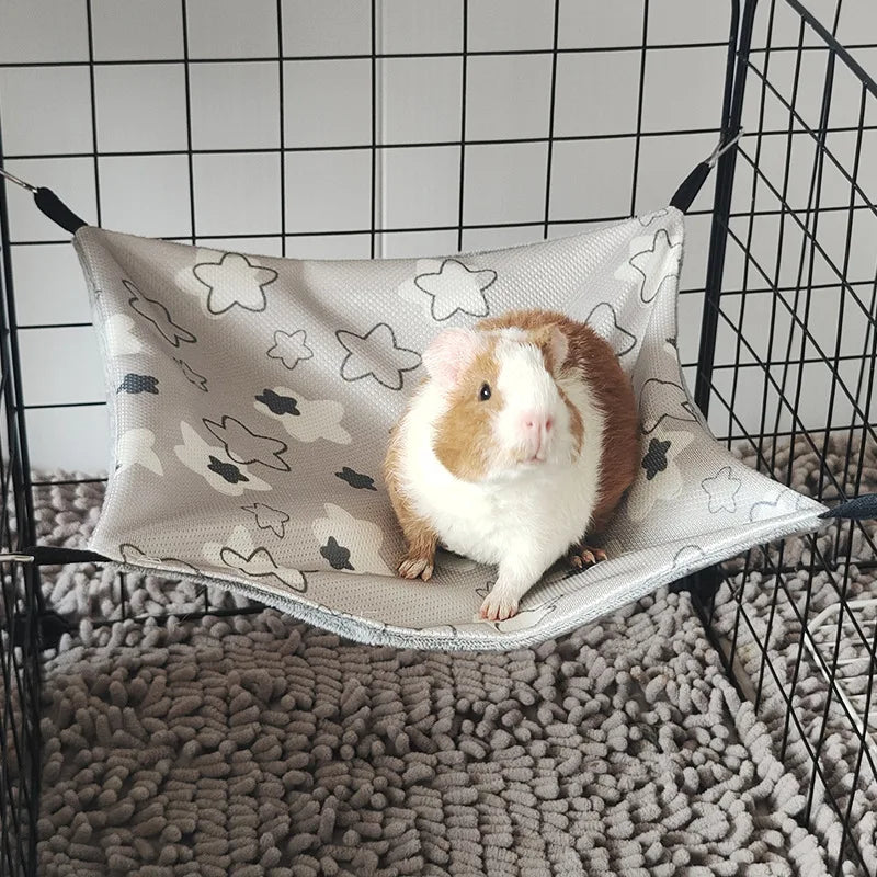 Cozy Double-Sided Ice Silk Hammock for Small Pets - Perfect for Hamsters, Ferrets, Guinea Pigs, and Rabbits!