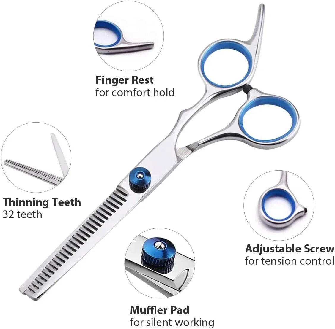 Professional 6-Inch Stainless Steel Dog Grooming Scissors - Essential Cutting Tools for Pet Hairdressers