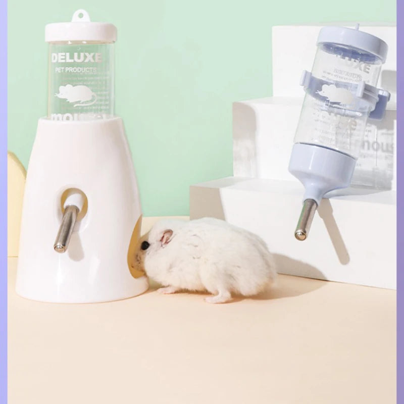 Ultimate No Drip Water Bottle for Small Pets - 2.7 Oz Stand Holder for Hamsters, Guinea Pigs & Rabbits