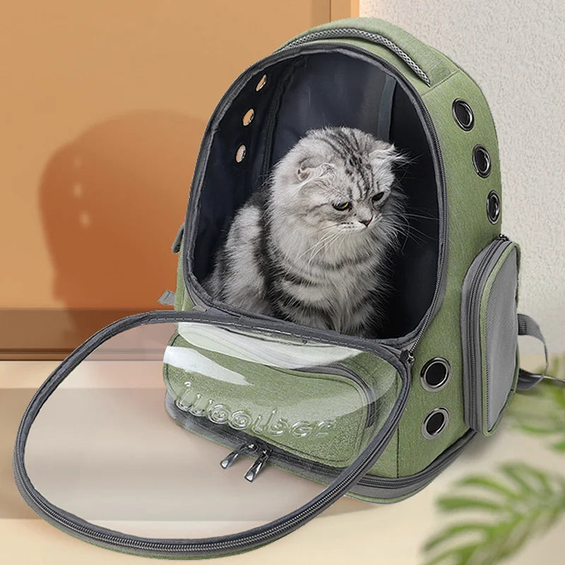 Stylish Transparent Cat Carrier Backpack - Perfect for Outdoor Adventures with Your Feline Friend!
