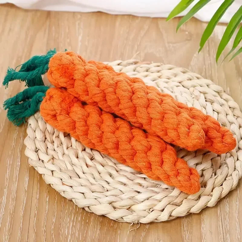 Get Your Pup Chewing with Our Quirky Carrot Knot Rope Toy - Perfect for Playful Dogs and Cats!