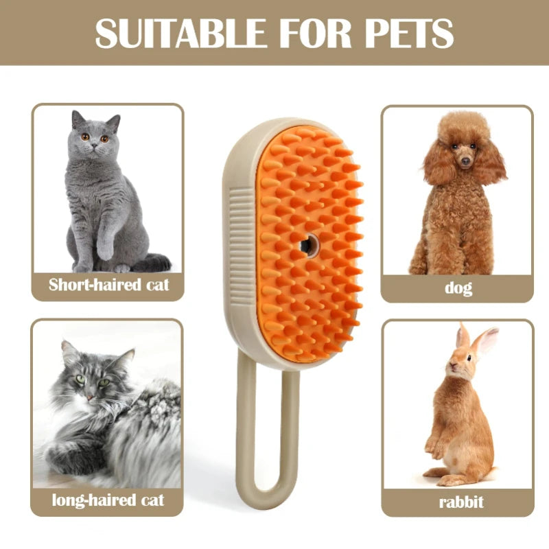 Revolutionary 3-in-1 Steam Brush for Cats and Dogs – Effortless Grooming, Gentle Massage, and Effective Hair Removal!