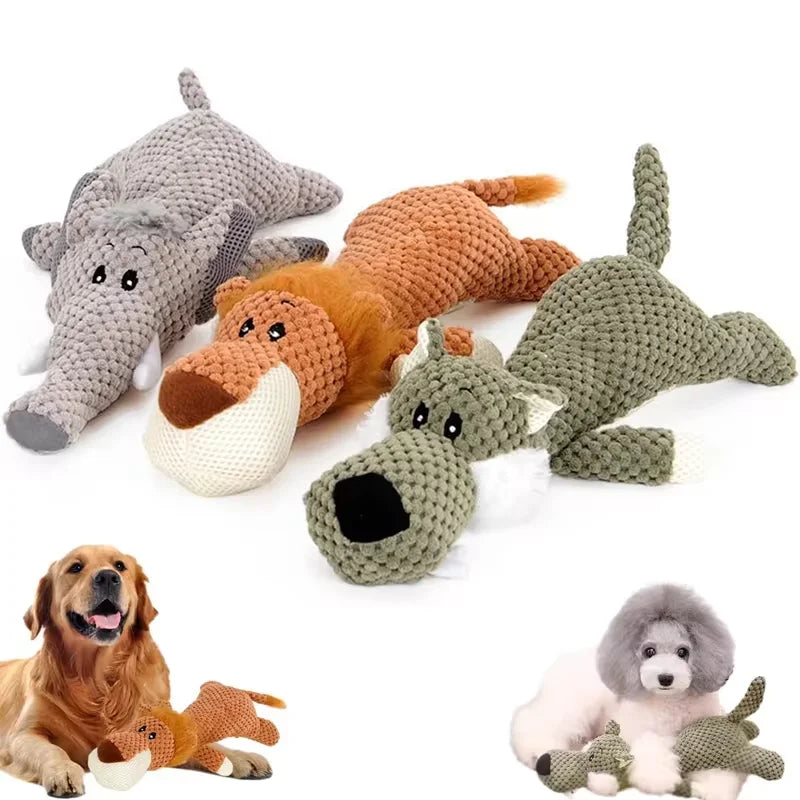 Exciting Large Plush Dog Toy - Bite-Resistant Sound Features in Adorable Animal Designs for Small & Medium Dogs