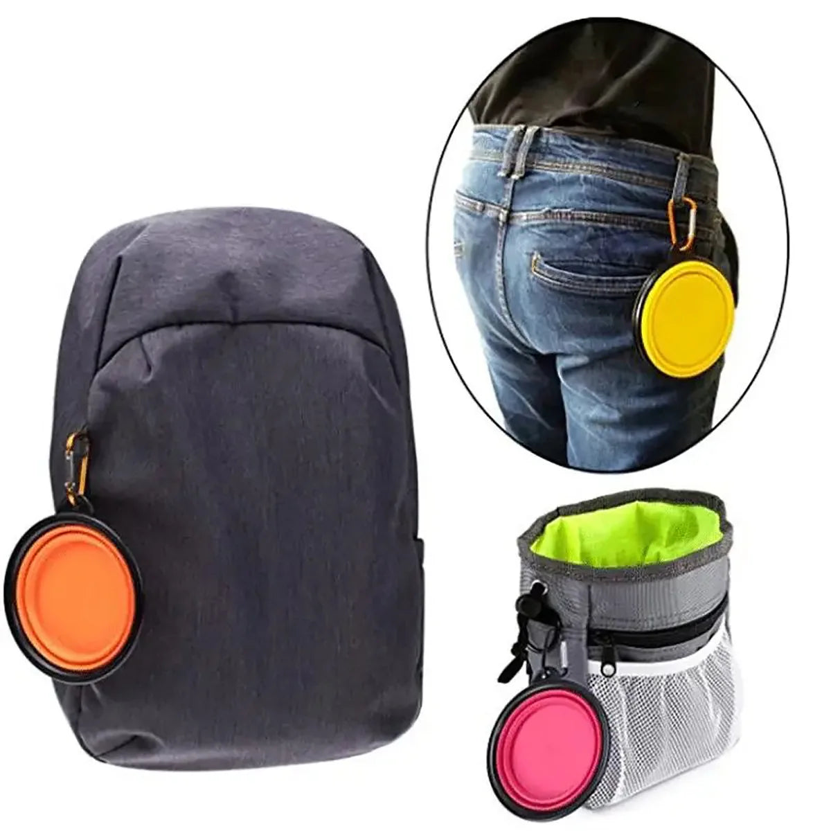Ultimate Travel Companion: Folding Silicone Dog Bowl with Carabiner for Convenient Outdoor Feeding