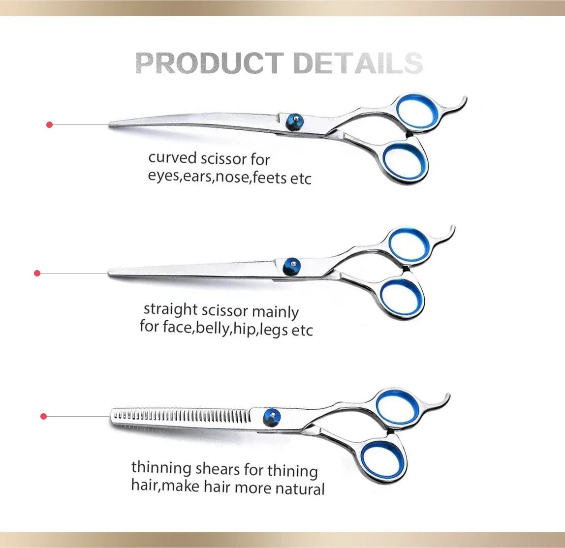 Professional 6-Inch Stainless Steel Dog Grooming Scissors - Essential Cutting Tools for Pet Hairdressers