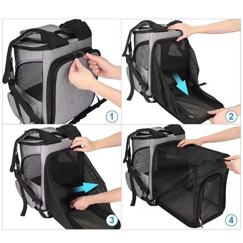 Stylish and Spacious Breathable Cat Carrier Backpack - Perfect for Travel with Your Furry Friend!