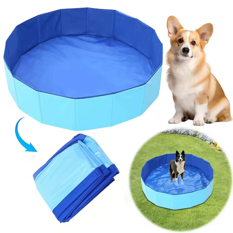 Summer Fun for Your Pooch: Foldable Pet Swimming Pool & Cold Mat - Perfect for Bath Time and Play!