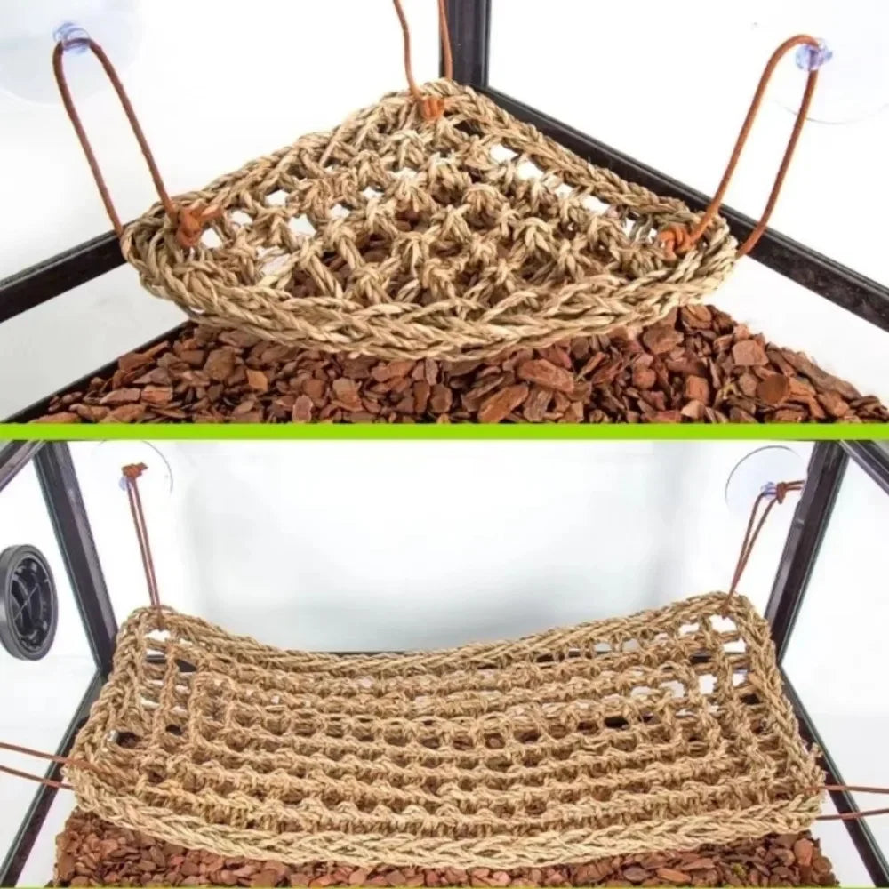 Cozy Bearded Dragon Hammock: Ultimate Lounger for Chameleons, Lizards, Geckos, Snakes, and Iguanas - Perfect Grass Cushion Pet Bed & Swing