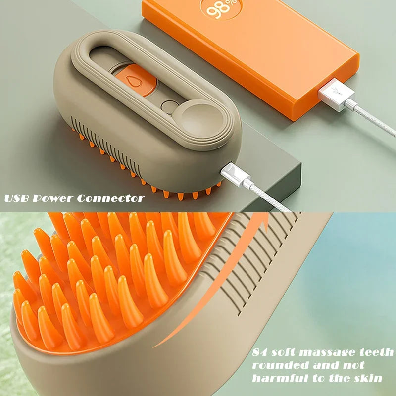 Revolutionary 3-in-1 Steam Brush for Cats and Dogs – Effortless Grooming, Gentle Massage, and Effective Hair Removal!