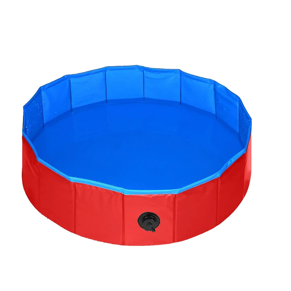 Ultimate Foldable Pet Pool with Drain Valve – Spacious 160x30cm Collapsible Bath Tub for Dogs and Cats, Perfect for Outdoor Fun!
