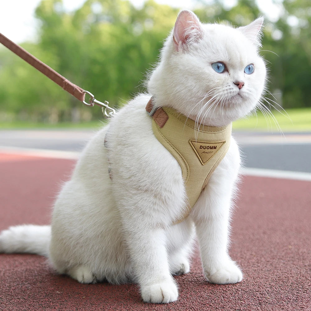 Stylish and Comfortable Cat and Puppy Harness and Leash Set - Perfect for Outdoor Adventures with Your Small Pets!