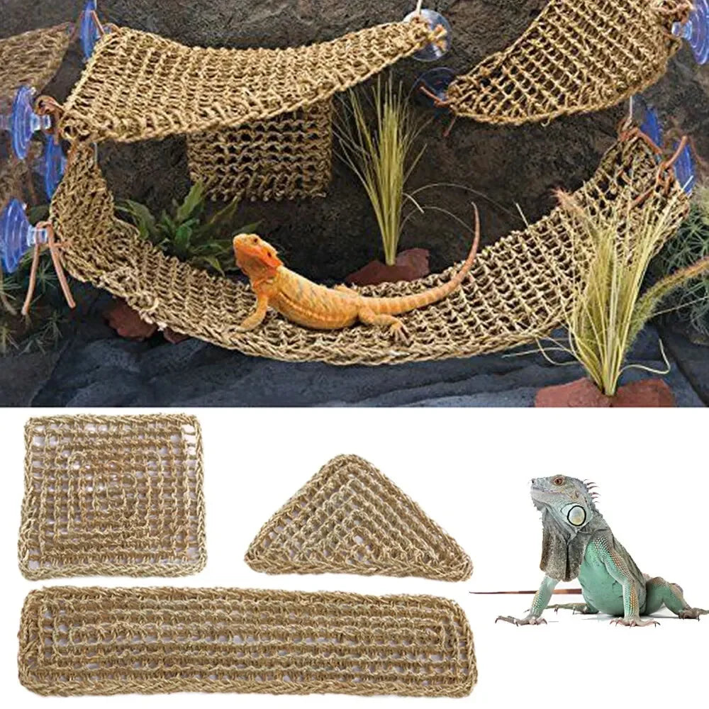 Cozy Bearded Dragon Hammock: Ultimate Lounger for Chameleons, Lizards, Geckos, Snakes, and Iguanas - Perfect Grass Cushion Pet Bed & Swing