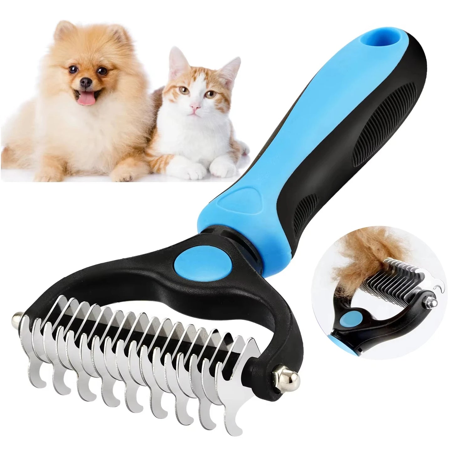 Ultimate Dual-Sided Pet Grooming Brush Comb for Dogs and Cats - Effortlessly Remove Tangles and Knots!