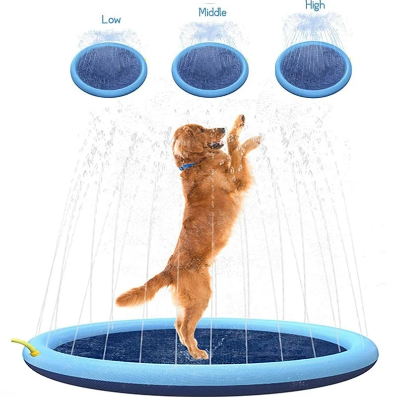 Ultimate 170cm Summer Pet Swimming Pool & Splash Sprinkler Pad - Inflatable Water Mat for Dogs & Kids Outdoor Fun!