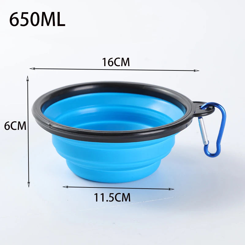Ultimate Travel Companion: Folding Silicone Dog Bowl with Carabiner for Convenient Outdoor Feeding