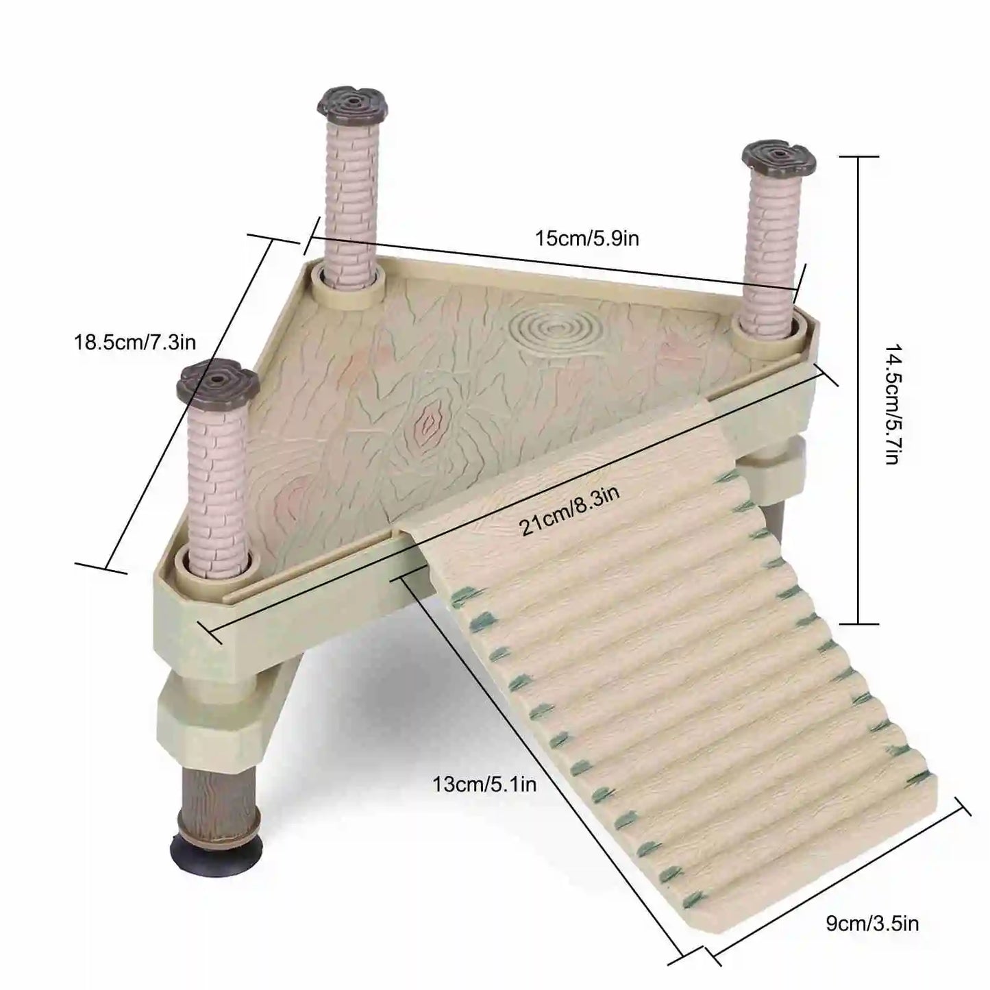 Elevate Your Turtle's Habitat with the Reptiles Floating Platform Pier and Ramp Ladder - Perfect for Small to Medium Turtles!