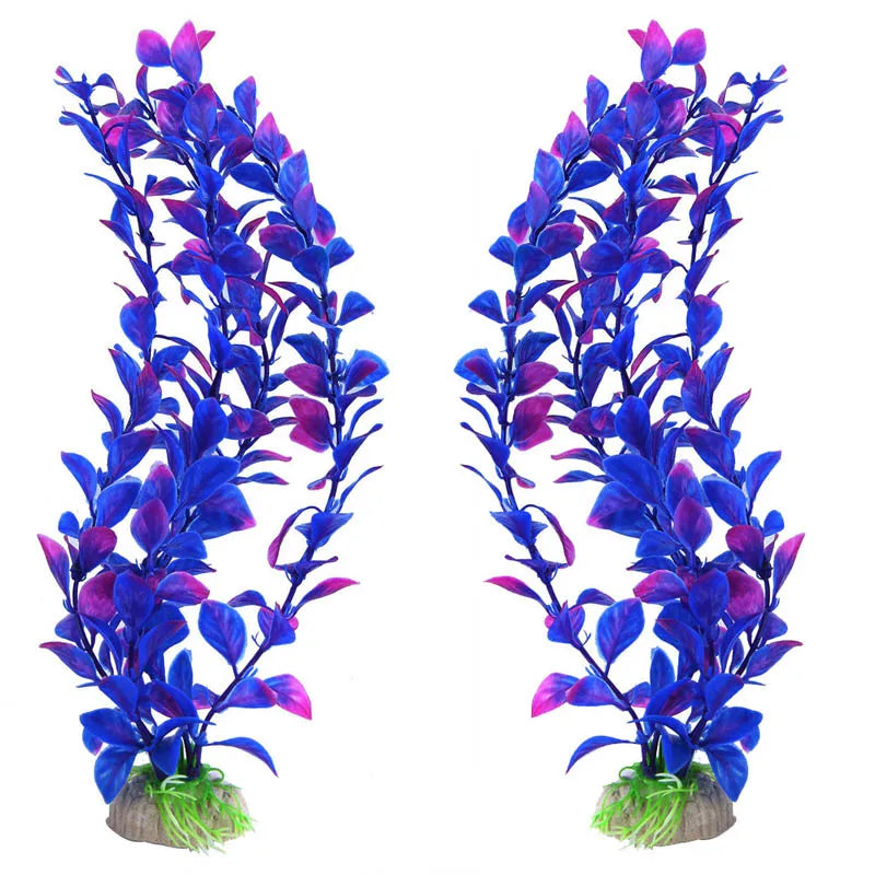 Lifelike Plastic Aquarium Water Grass - Stunning Green & Blue-Purple Artificial Plants for Your Fish Tank Decoration