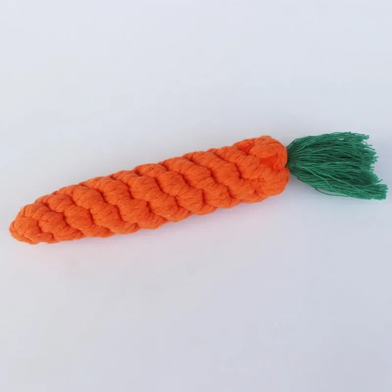 Get Your Pup Chewing with Our Quirky Carrot Knot Rope Toy - Perfect for Playful Dogs and Cats!