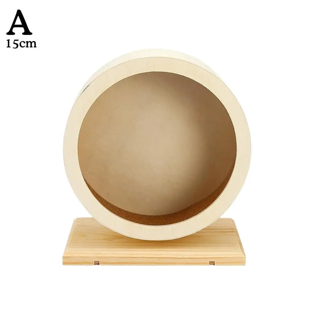 Deluxe Golden Bear Hamster Running Wheel - Silent Wooden Design with Cork Pad for Ultimate Pet Comfort