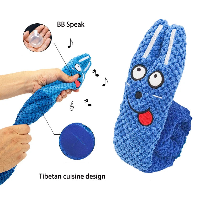 Engaging and Interactive Plush Dog Puzzle Feeder with Sound Squeak - Perfect Toy for Spirited Puppies and Chewing Enthusiasts