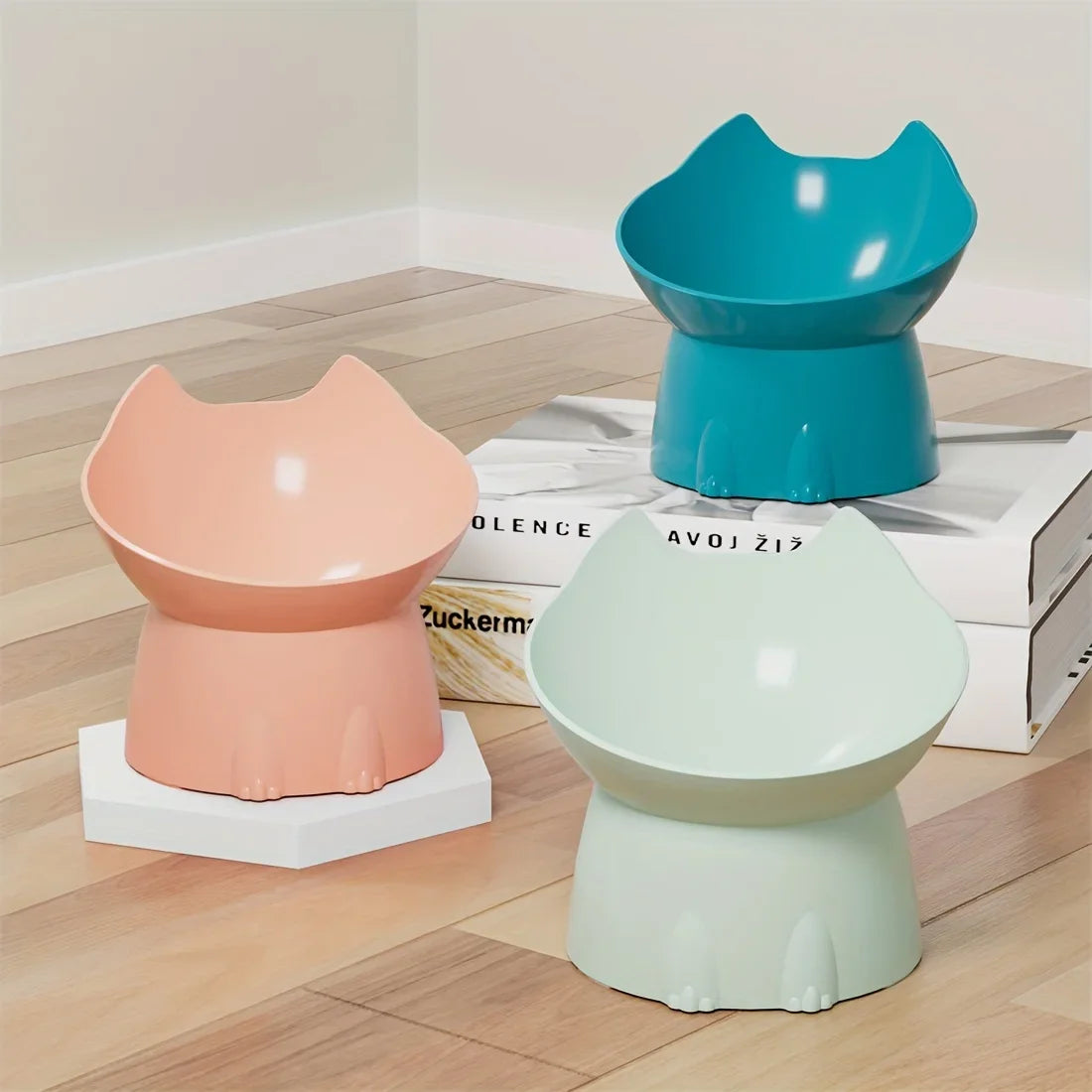 Elevate Your Cat's Dining Experience with the Whiskerware Anti-Tip Elevated Bowl - Perfect for Neck Protection!