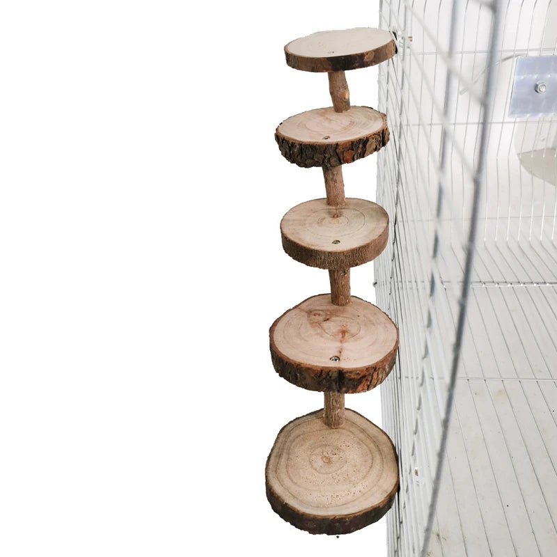 Versatile 3/5 Steps Wooden Climbing Ladder for Small Animals - Perfect for Hamsters, Birds, and More!