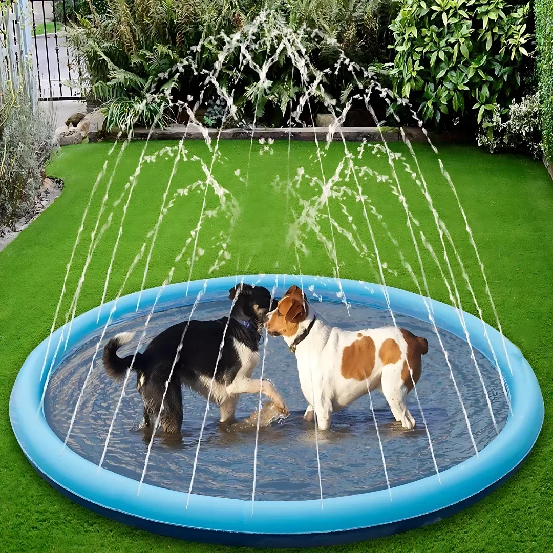 Ultimate Summer Fun for Your Furry Friend: Inflatable Pet Swimming Pool and Sprinkler Pad - Available in 100cm, 150cm, and 200cm Sizes!