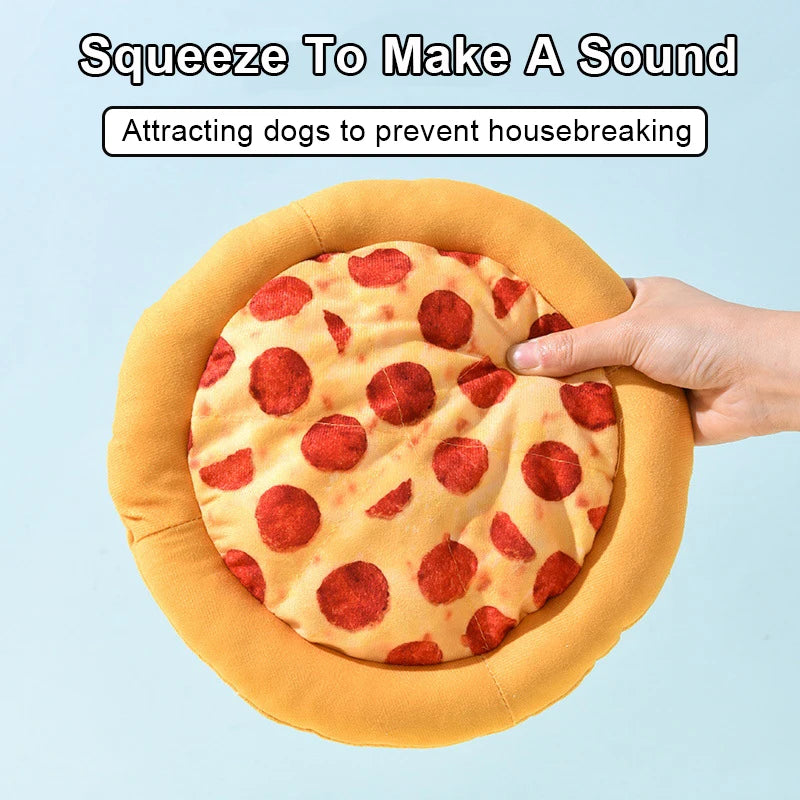 Delight Your Pup with Our Plush Doughnut Pizza Squeaky Toy – Perfect for Chewing and Teeth Cleaning!