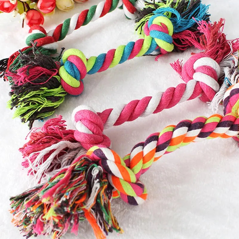 Durable Cotton Rope Knot Dog Toy - Molar Bite-Resistant Chew Toy for Small Pups - Enjoy Safe and Fun Dental Care!