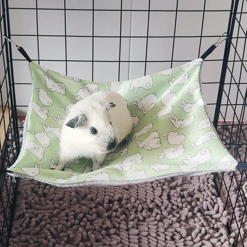 Cozy Double-Sided Ice Silk Hammock for Small Pets - Perfect for Hamsters, Ferrets, Guinea Pigs, and Rabbits!