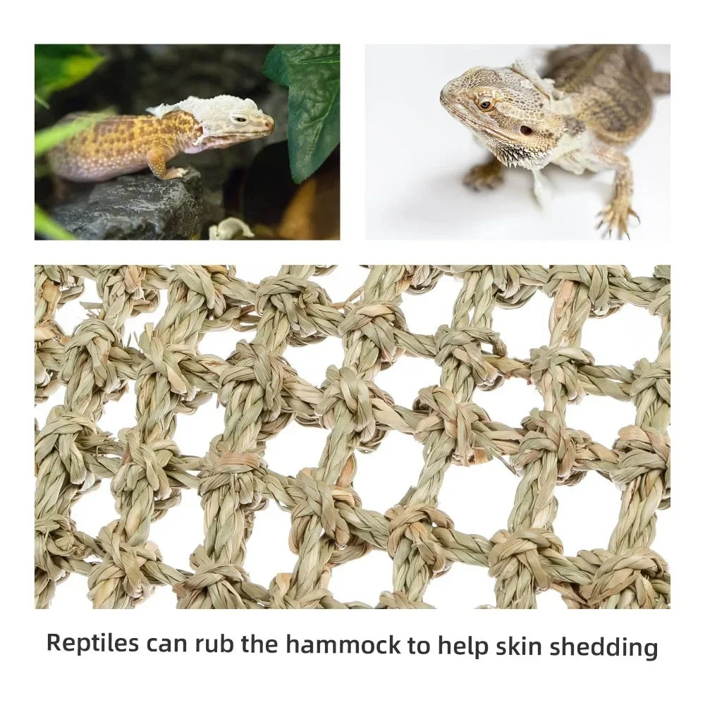 Cozy Bearded Dragon Hammock: Ultimate Lounger for Chameleons, Lizards, Geckos, Snakes, and Iguanas - Perfect Grass Cushion Pet Bed & Swing