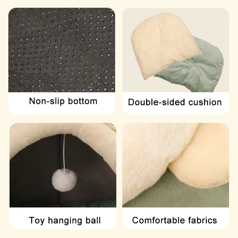Cozy Cartoon Cat Bed - Foldable, Washable, and Perfect for Small Dogs and Cats