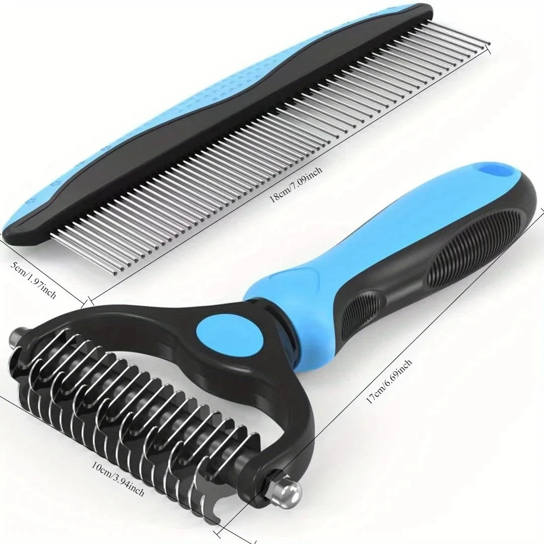 Ultimate Dual-Sided Pet Grooming Brush Comb for Dogs and Cats - Effortlessly Remove Tangles and Knots!