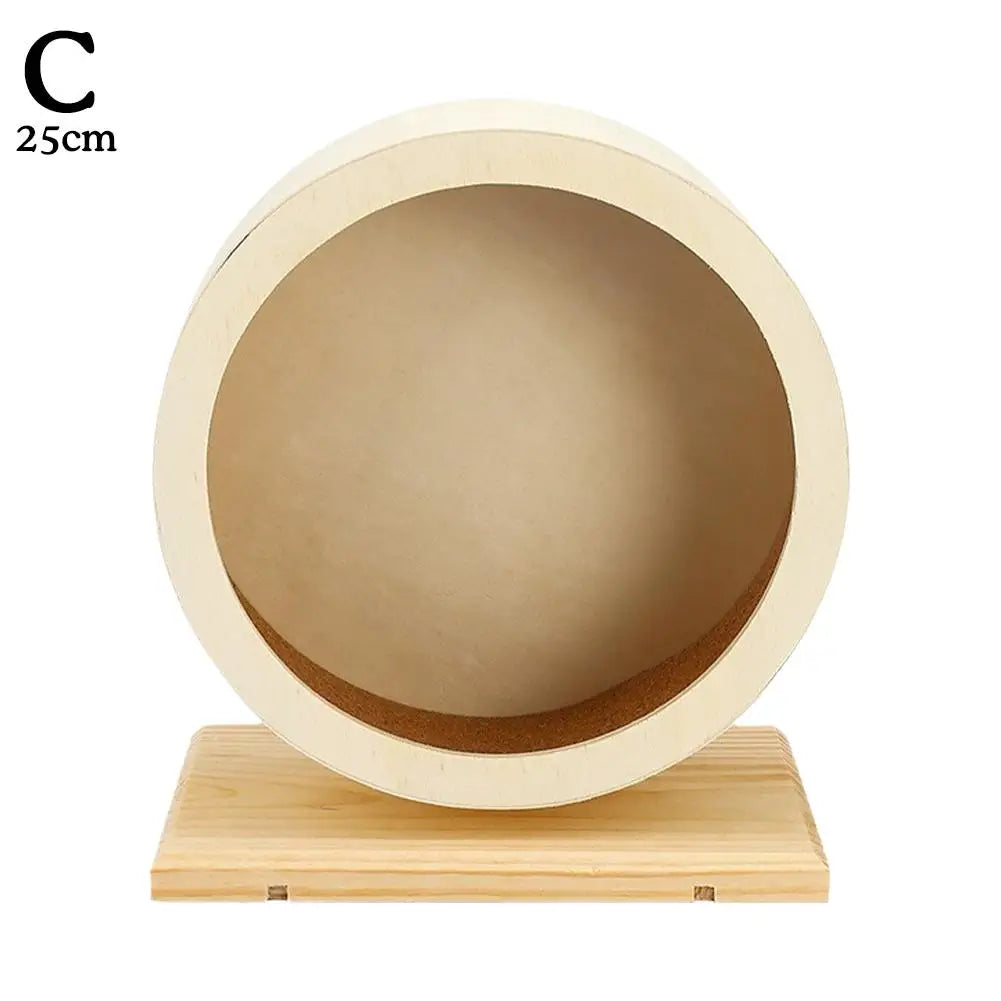 Deluxe Golden Bear Hamster Running Wheel - Silent Wooden Design with Cork Pad for Ultimate Pet Comfort