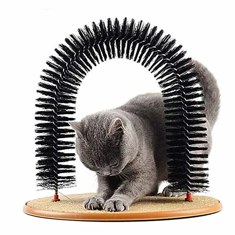 Pamper Your Cat with Our Interactive Grooming Toy Arch - Self-Grooming Brush and Scratching Pad Combo!