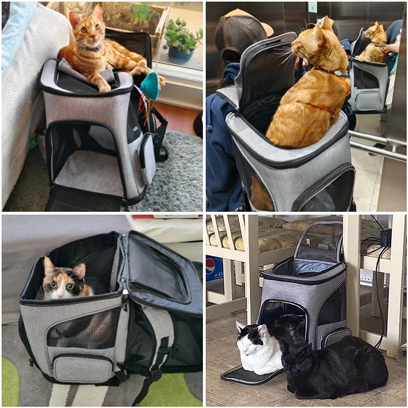 Stylish and Spacious Breathable Cat Carrier Backpack - Perfect for Travel with Your Furry Friend!
