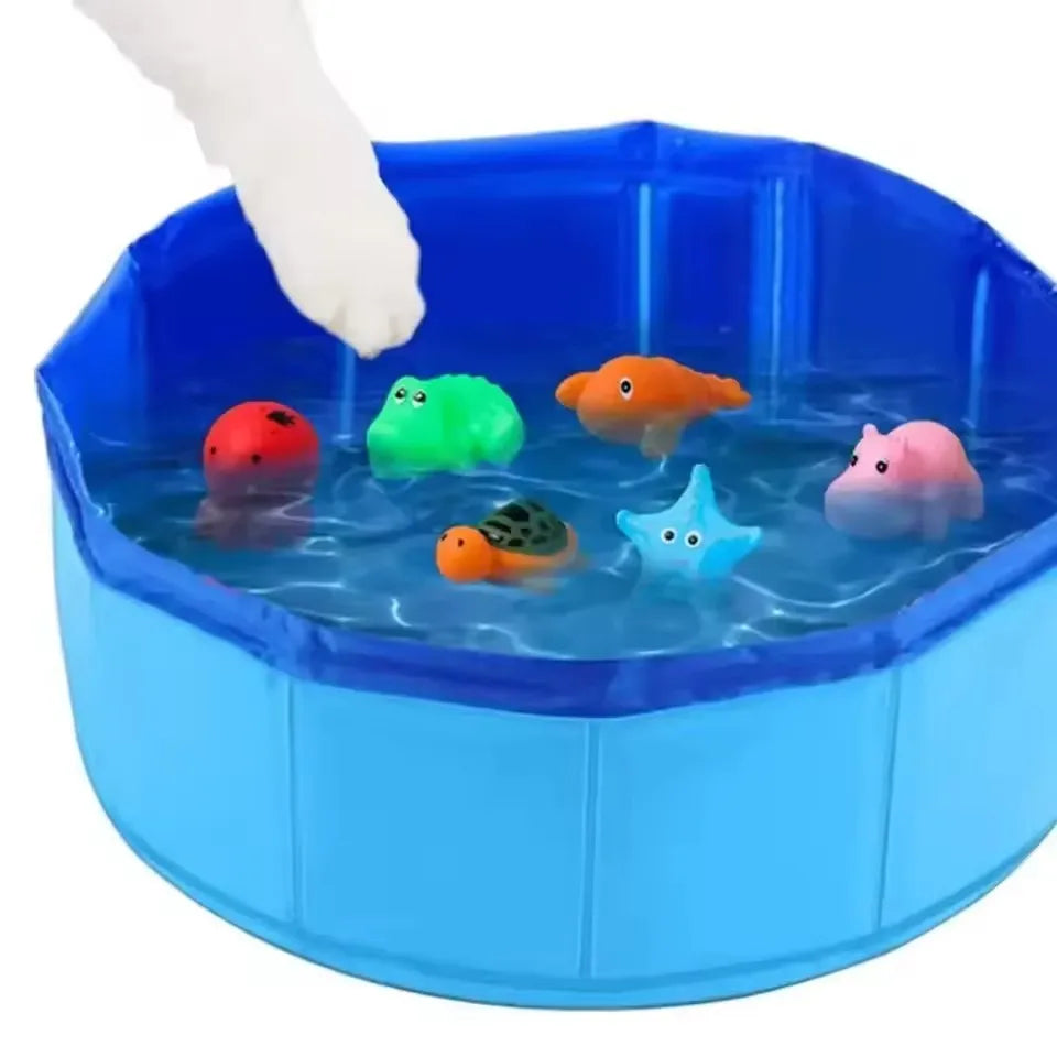 Summer Fun for Your Pooch: Foldable Pet Swimming Pool & Cold Mat - Perfect for Bath Time and Play!
